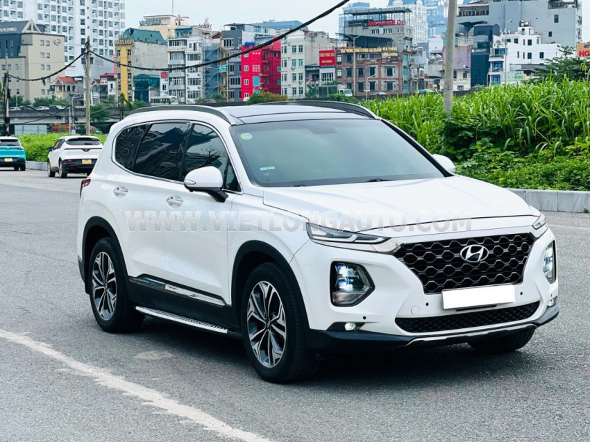 Hyundai SantaFe Premium 2.2L HTRAC 2019 Trắng, Nội Thất Nâu